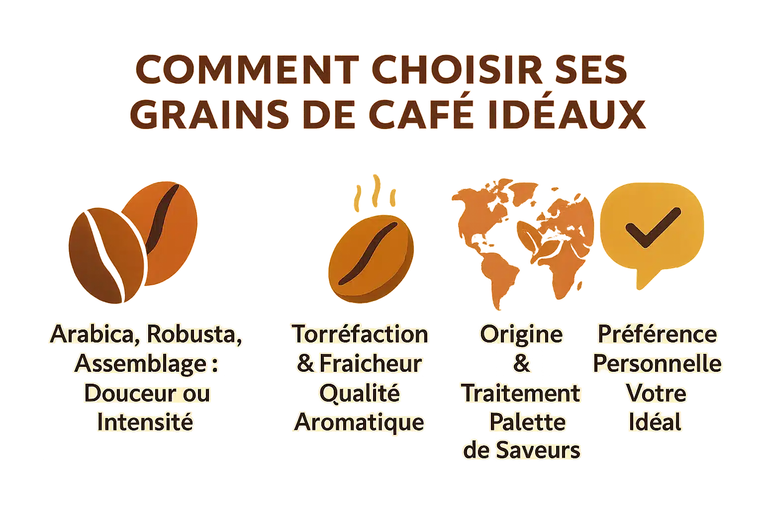 Illustration des grains de café Arabica et Robusta