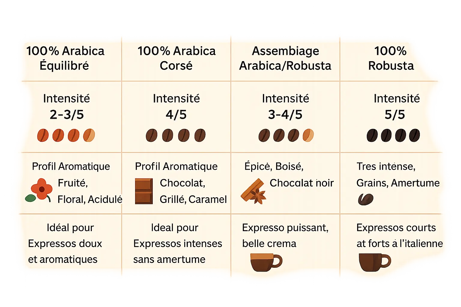 Illustration des profils aromatiques du café espresso