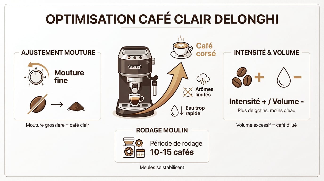 réglage de la molette de broyeur sur une machine DeLonghi pour un café plus sombre